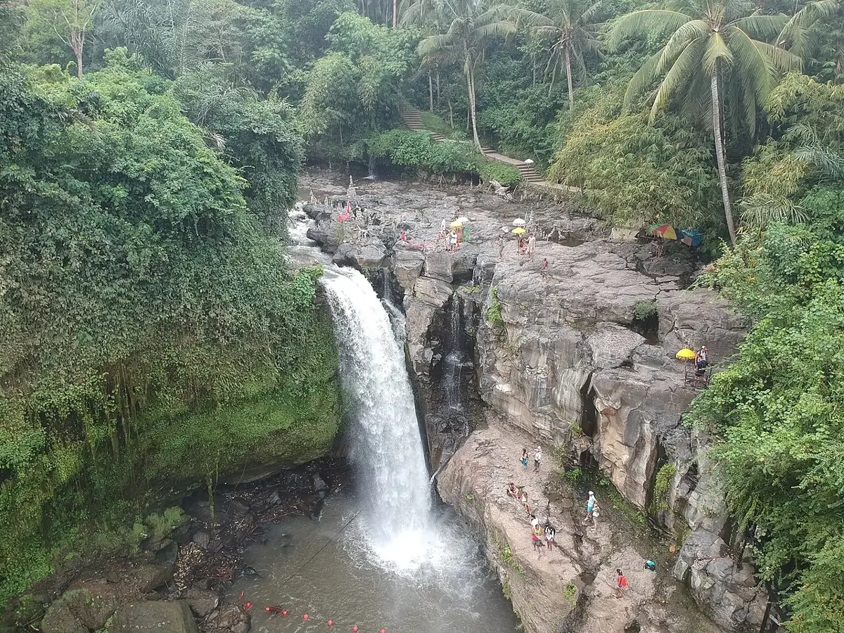 De Tegenunganwaterval tussen groene rivieroevers